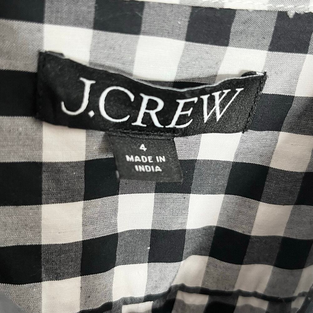 J.Crew Black White Gingham Button Front Cotton Shirt Size 4 - Picture 6 of 10